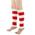 thumbnail image 2 of Thigh High Stockings Winter Striped Knitted Leg Warmers Soft Warm Boot Socks for Daily Wear Compression Socks for Women Red One Size, 2 of 4