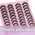 thumbnail image 5 of Mink Lashes Fluffy False Eyelashes Natural Look 14-17mm Cat Eye Lashes Pack, 5D Wispy Curly Fake Lashes  - 21 Pairs 3 Styles, 5 of 16