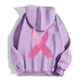 thumbnail image 5 of XIAOCHA Womens Hoodies Long Sleeve Pink Breast Cancer Ribbon Print Zip Up Hooded Sweatshirts Oversize Loose Kangaroo Pocket Hooded, 5 of 6