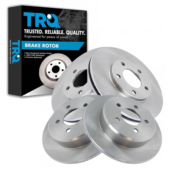 TRQ Front & Rear Brake Rotors Set Fits Select 1997-2000 Chrysler Town & Country 2000 Dodge Caravan Grand Caravan Plymouth Grand Voyager Voyager