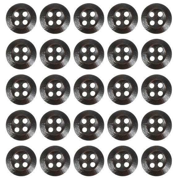 Uxcell Wooden Button 0.39" 80 Pcs 4 Holes Round Wood Sewing Button Brown