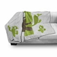 thumbnail image 3 of Funny Sloth Soft Flannel Fleece Throw Blanket, Lazy Animal Hugging a Cactus in Desert Witty Humor Illustration, Cozy Plush for Indoor and Outdoor Use, 60" x 80", Umber Apple Green Beige, by Ambesonne, 3 of 6