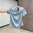 thumbnail image 4 of Jerdar Satin Blouses for Women Dressy Casual Trendy Business Work Silk Tops Outfits Cowl Neck Bow Tie Pleated Summer Shirts L, 4 of 6