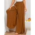 thumbnail image 3 of SOMER Pants for Women Flowy Dressy Casual Elastic High Waist Wide Leg Palazzo Pants with Pocket Dark Yellow, 3 of 8
