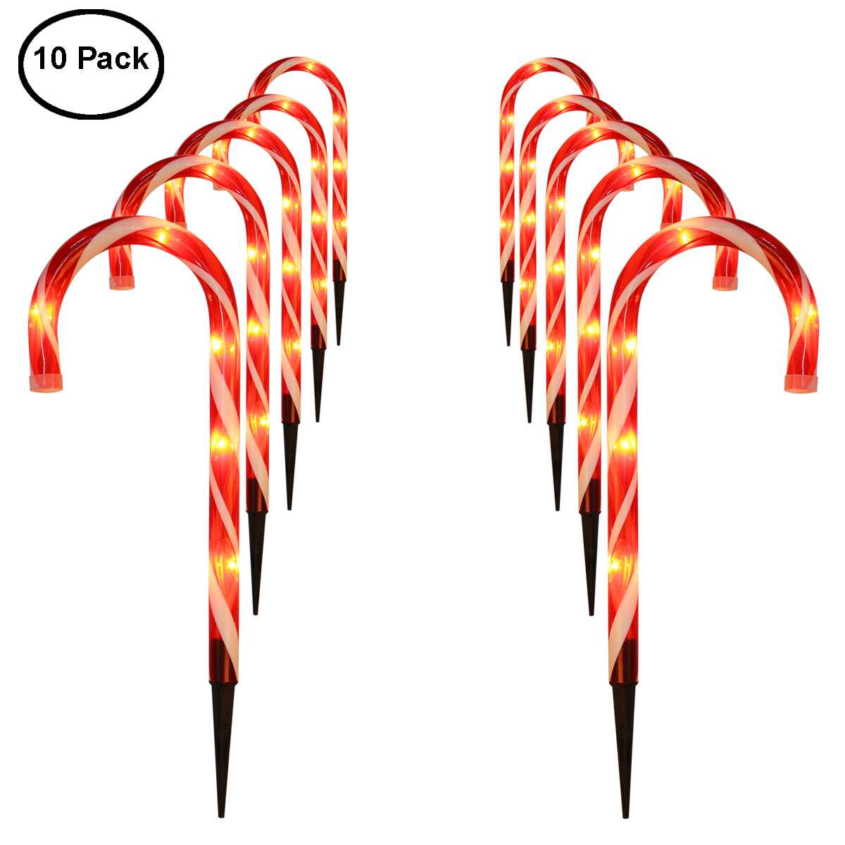 15'' Christmas Candy Cane Pathway Markers, Set of 10 Christmas Pathway