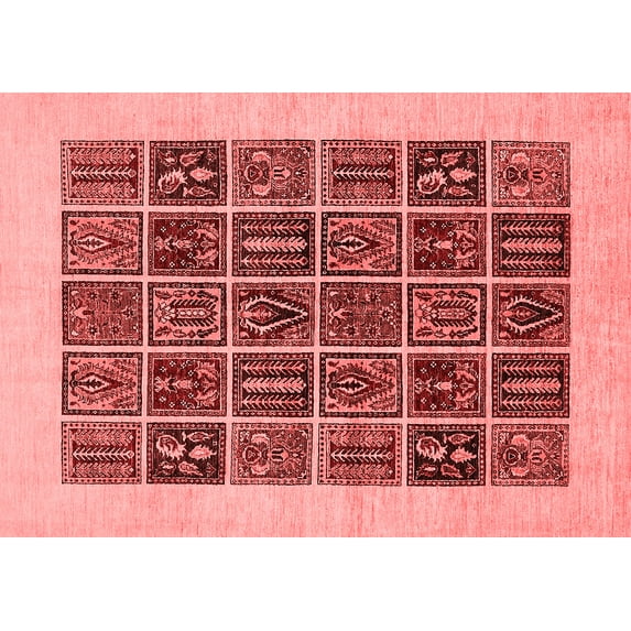 Ahgly Company Indoor Rectangle Abstract Red Modern Area Rugs, 2' x 3'