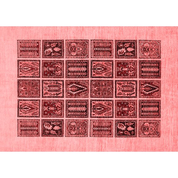 Ahgly Company Indoor Rectangle Abstract Red Modern Area Rugs, 5' x 7'