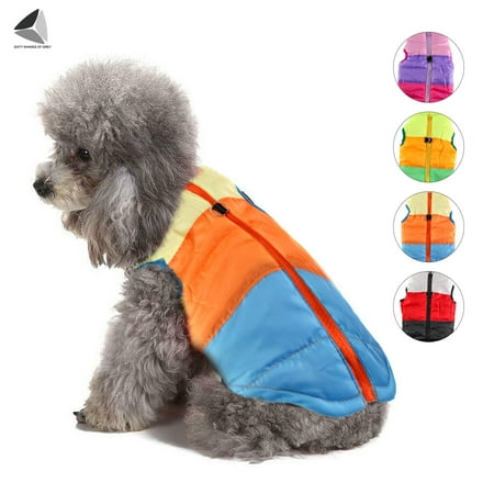 UPC: 0810035164185 | Sixtyshades Winter Warm Dog Jackets Waterproof Padded Zipper Dog Vest Coats Pet Clothes for Small Medium Dogs (XS  Orange + Blue)