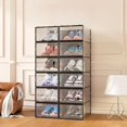 thumbnail image 1 of TRAHOO-Piorlado Large Shoe Organizers Storage Boxes for Closet 12 Pack,Under Bed Shoe Storage, Stackable Clear Plastic Shoe Containers Bins with Lids,Black, 1 of 4