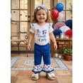 thumbnail image 6 of BemeyourBBs Newborn Baby Girl My First 4th of July Outfit Fourth of July Baby Girls Clothes Independent Day Patriot Clothes Short Sleeve Romper Flare Pants Set Headband Set Baby Girl Summer Outfit, 6 of 9