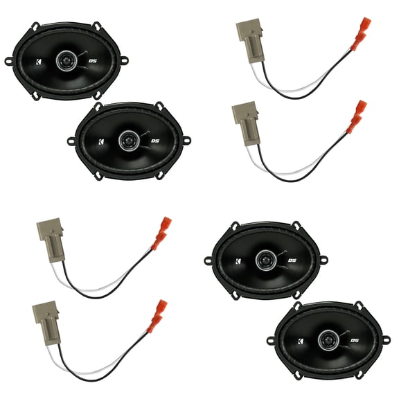 KICKER Speakers 6X8 inch for Ford F-250/F-350/F-450/F-550 1999-2004 Upgrade Kit - 4 Pack of CS Series with Harness, Coaxial Car Audio Front Door and Rear Door or Side Panel Speaker 43DSC6804