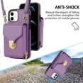 thumbnail image 2 of Nalacover Wallet Case for iPhone 12/iPhone 12 Pro,with Removable Adjustable Shoulder Strap,PU Leather Back Zipper Pocket Card Holder Stand Purse Shockproof Phone Case for Women Men,Purple, 2 of 9