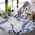 thumbnail image 3 of SAFAVIEH Cabana Rosario Botanical Indoor/Outdoor Area Rug, Grey/Navy, 6'5" x 6'5" Round, 3 of 12
