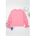 thumbnail image 5 of Women's Sachet Pink Drop Shoulder Lace Ruffled Sleeve Patchwork Loose Sweatshirt | [ZhiHiMeRi] | (US 12-14)L, 5 of 11