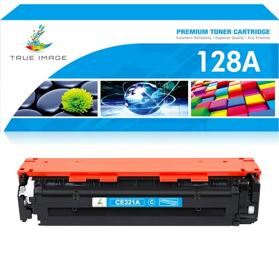 True Image 1-Pack Compatible Toner Cartridge for HP CE321A 128A Work with HP LaserJet Pro CP1525NW CP1525N CM1415FN CM1415FNW MFP Printer (Cyan)