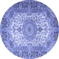 thumbnail image 1 of Ahgly Company Machine Washable Indoor Round Medallion Blue Traditional Area Rugs, 4' Round, 1 of 4