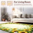 thumbnail image 2 of ODIKA 6'x9' Machine Washable Non-Slip Area Rug, Orchard Leafy Sunflower with Charming Lotus Design High Traffic Rug, Yellow, 198485, 2 of 7
