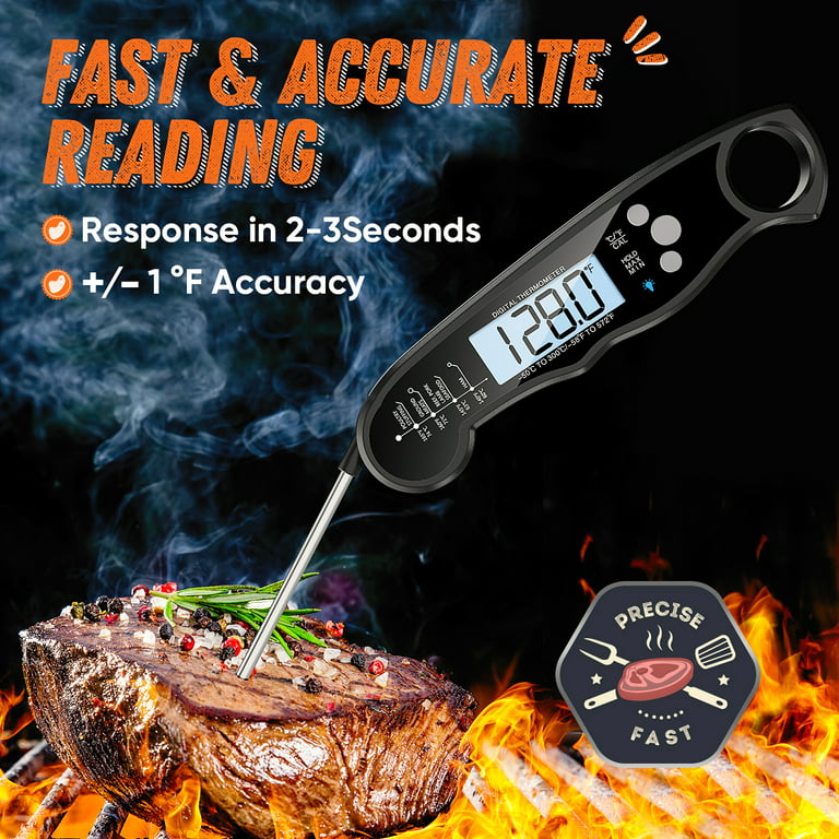 AMMZO Digital Meat Thermometer for Grilling, Instant Read Food Thermometer  Waterproof with Backlight for Cooking, Deep Fry, BBQ, Grill, Smoker and