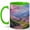 Green, variant on Cherry Blossom Mountain Coffee Mug, Spring Nature Mug, Flower Lover Birthday Christmas Gift, Sakura Valley Lake Pink Petal Landscape Art, 11 oz White Ceramic Coffee Cup for Tea