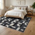 thumbnail image 3 of ODIKA 6'x9' Dark Gray Geometric Checkered Washable Area Rug Modern Abstract Design With Bold Shapes And Clean Lines for Queen Size Bedroom, Under Bed, Master Suite, Easy Care, Non-Shedding, 3 of 7