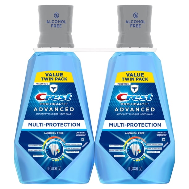 Crest Pro Health Advanced Mouthwash, Alcohol Free, 33.8 fl oz, 2 Pack