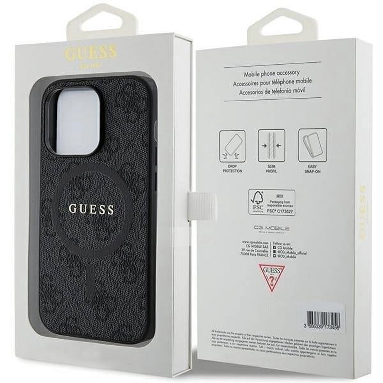 CG MOBILE Guess 4G PU Classic Logo compatibile con MagSafe Custodia per iPhone 17 Pro (marrone