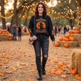 thumbnail image 5 of Dweltoz Halloween Sweatshirt for Women Vintage Witch Graphic Crewneck Pullover Fall Spooky Sweater Casual Long Sleeve Top,Saffron S, 5 of 6