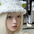 thumbnail image 6 of IROINNID Winter Hat for Women Lamb Ear Hat Coral Velvet Bucket Hat Warm Soft Korean Style Sheep Hat,White, 6 of 8