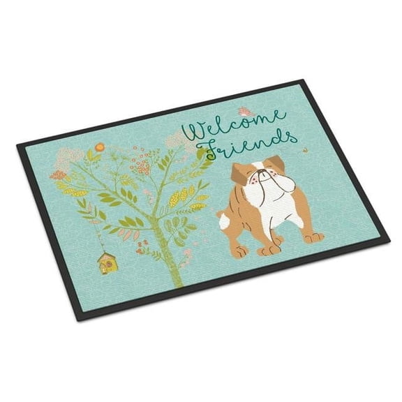 Carolines Treasures Welcome Friends English Bulldog Indoor or Outdoor Mat, 18 x 27 in.