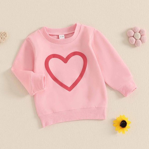 Bnwani Toddler Sweatshirt Cotton Crew Neck Long Sleeve Sweatshirt Hearts Printed Pullover