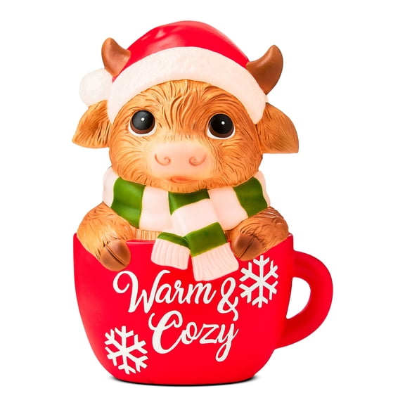 Lighted Blow Mold Cow in Mug Outdoor Christmas Decoration, Multicolor, 24", by Holiday Time