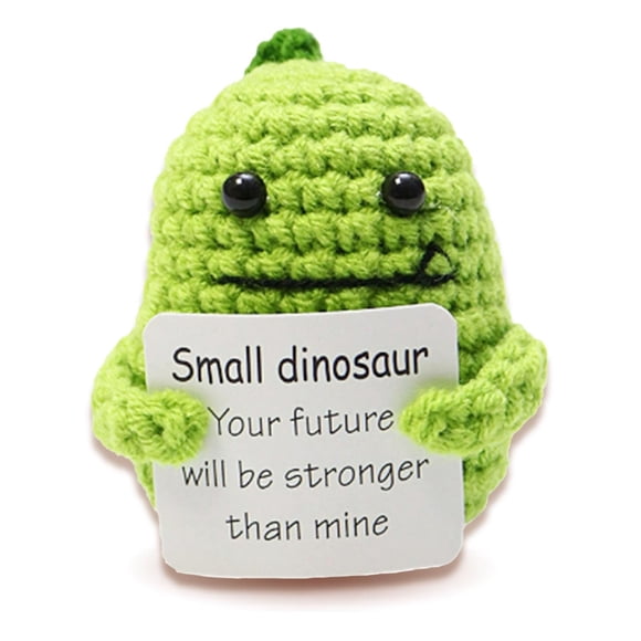 Muñeco de dinosaurio de ganchillo, mensaje positivo para él/ella