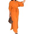 thumbnail image 1 of SDONGRUG Robe Décontractée Fendue à Col en V Noué à la Taille pour Femmes Été 2024, 1 of 1