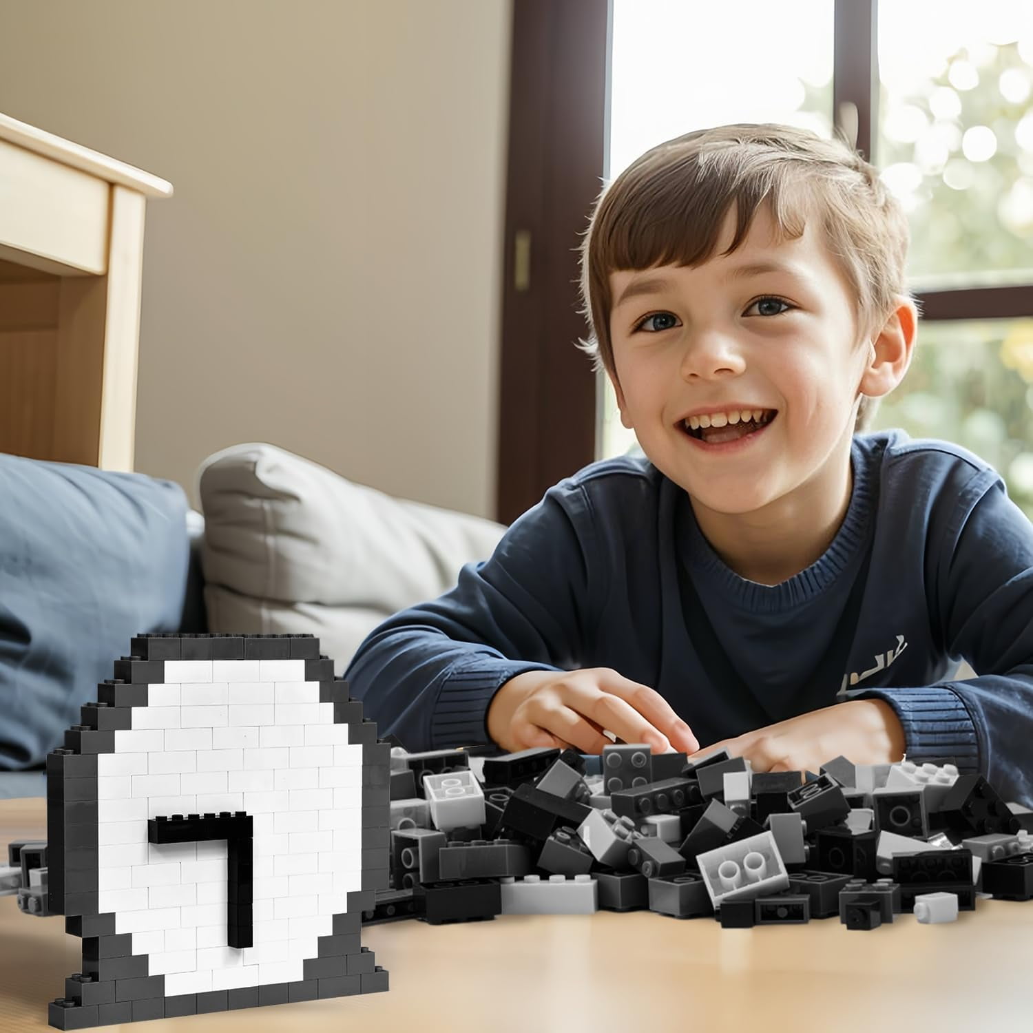 Pairez Toys Building Bricks 1000 Pieces in Black, Grey & White Colors. Building Block Toys for Children Aged 4+