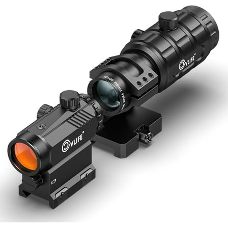Red Dot Scope and Magnifier Combo, 3 MOA Red Dot with 3X Magnifier, Auto Brightness Adjustment for Outdoor Hunting