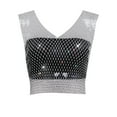 thumbnail image 4 of Youmylove Women Summer Tank Top Sexy Rhinestone Mesh Tank Tops See Through Crop Top Basic Trendy Clothes, 4 of 4