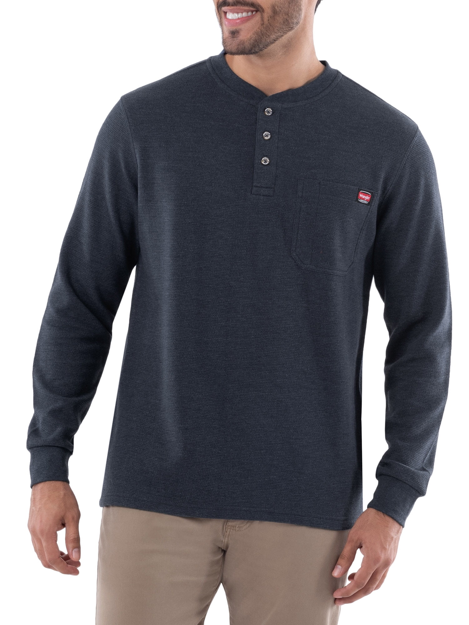 Wrangler Men's Long Sleeve Henley Shirt - Walmart.com