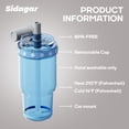 thumbnail image 4 of Sidagar 22oz Tritan Sports Water Bottle with Straw & Strap, Leak-Resistant Travel Cup, Blue, 4 of 10
