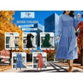 thumbnail image 4 of Mengpipi Womens Casual Long Sleeve Midi Dresses Smocked Flowy Tiered Dress Blue, Size 16-18, 4 of 7