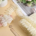 thumbnail image 3 of 10 Yards 2 Layer Chiffon Lace Edge Trim 5cm Wide Pleated Gathered Voile Mesh Organza Tulle Fabric Ruffles Lace Edging Trimmings Ribbon for Sewing Craft Wedding Dress Party Decor Beige DIY, 3 of 9