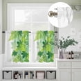 thumbnail image 3 of Watercolor Gradient Green Leaves Curtain Tier and Valance Set 3 Piece, Spring and Summer Plants 3-inch Rod Pocket Window Tier Curtains Valance for Kitchen Living Room, 3 of 9