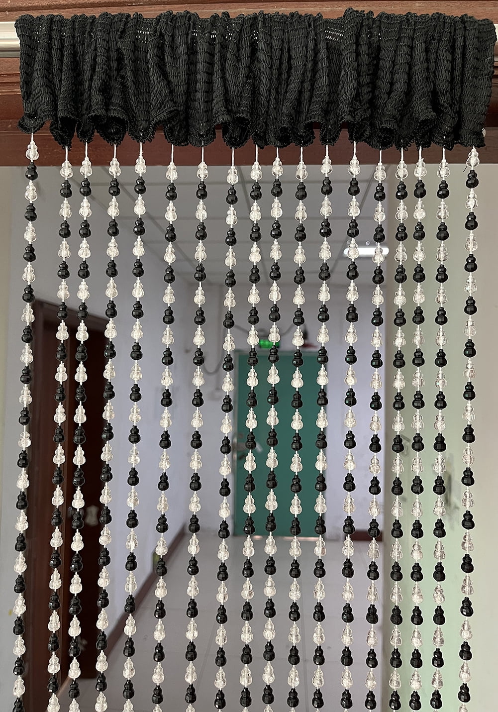 ZiDeTang 18 Rows Acrylic Calabash Door Beaded Curtain Home Décor String Doorway Room Divider Tassel Window Blind Screen Panel for Wedding café Office (39.3" x 76.7",Black)