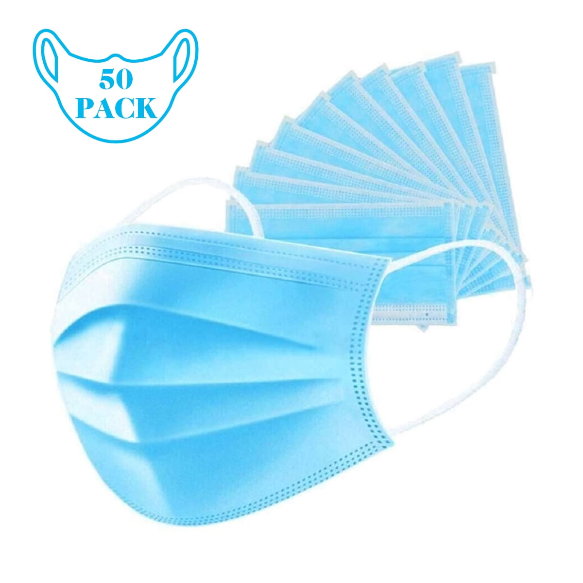 50 PCS Thick 3-Layer Breathable Non-woven Fabric Disposable Face Mask