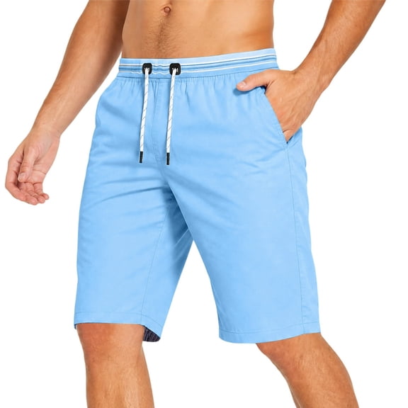 Men's Swim Trunks Quick Dry Board Shorts Lightweight Elastic Waist with Striped Band Drawstring Mesh Lining and Side Pockets for Beach Vacation Surfing Swimming Water Sports