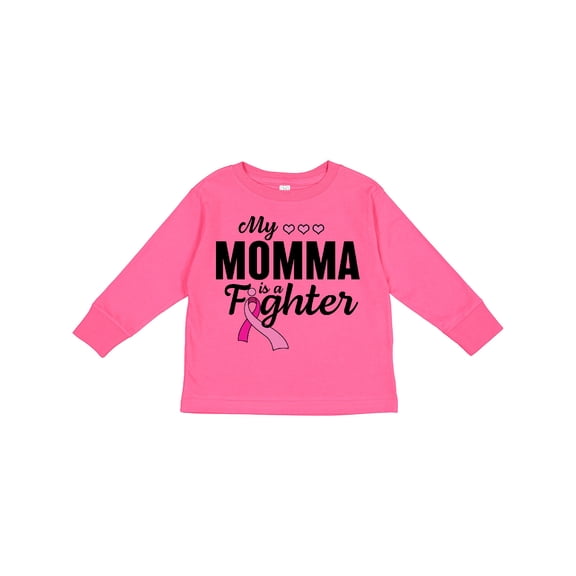 Inktastic Breast Cancer Awareness My Momma is a Fighter Boys or Girls Long Sleeve Toddler T-Shirt