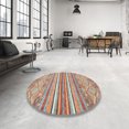 thumbnail image 4 of Ahgly Company Machine Washable Indoor Round Abstract Tan Brown Area Rugs, 6' Round, 4 of 7