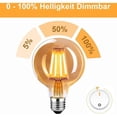 thumbnail image 2 of Bombillas LED de vidrio ámbar G80, regulables y de bajo consumo, luz blanca cálida de 2700 K, para iluminación de oficina en casa, paquete de 4, 2 of 5