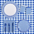thumbnail image 2 of Gatherfun Gingham Red and White Party Supplies Disposable Paper Plates Napkins Cups Knives Spoons Forks Tablecloth Banner for Birthday Party Family Dinner Picnic Barbecue Mother's Day Party, Serve 25, 2 of 10