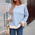 thumbnail image 4 of Sudadera Informal de Larga para Mujer, Cuello Redondo, Holgada, , con Ribete en Contraste. Azul XXL, 4 of 9