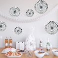 thumbnail image 4 of Juego De Abanicos De Papel Para Colgar, Guirnaldas De Papel Con Patrón Redondo Plateado, Decoración Para Cumpleaños, Baby Shower, Graduación, Jubilación, Juego De 6, 4 of 5
